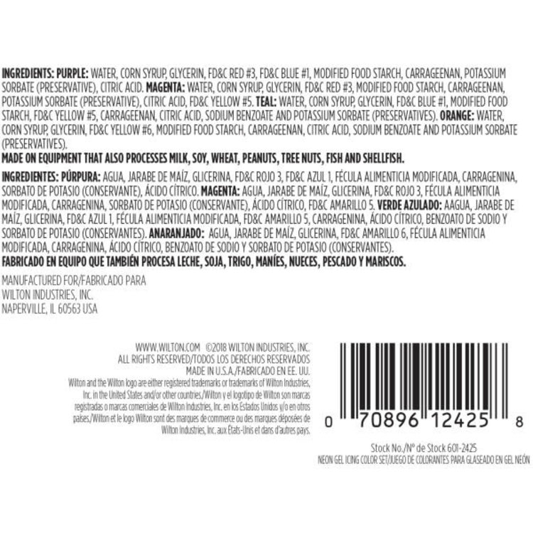 Wilton Neon Gel Colors, set of 4
