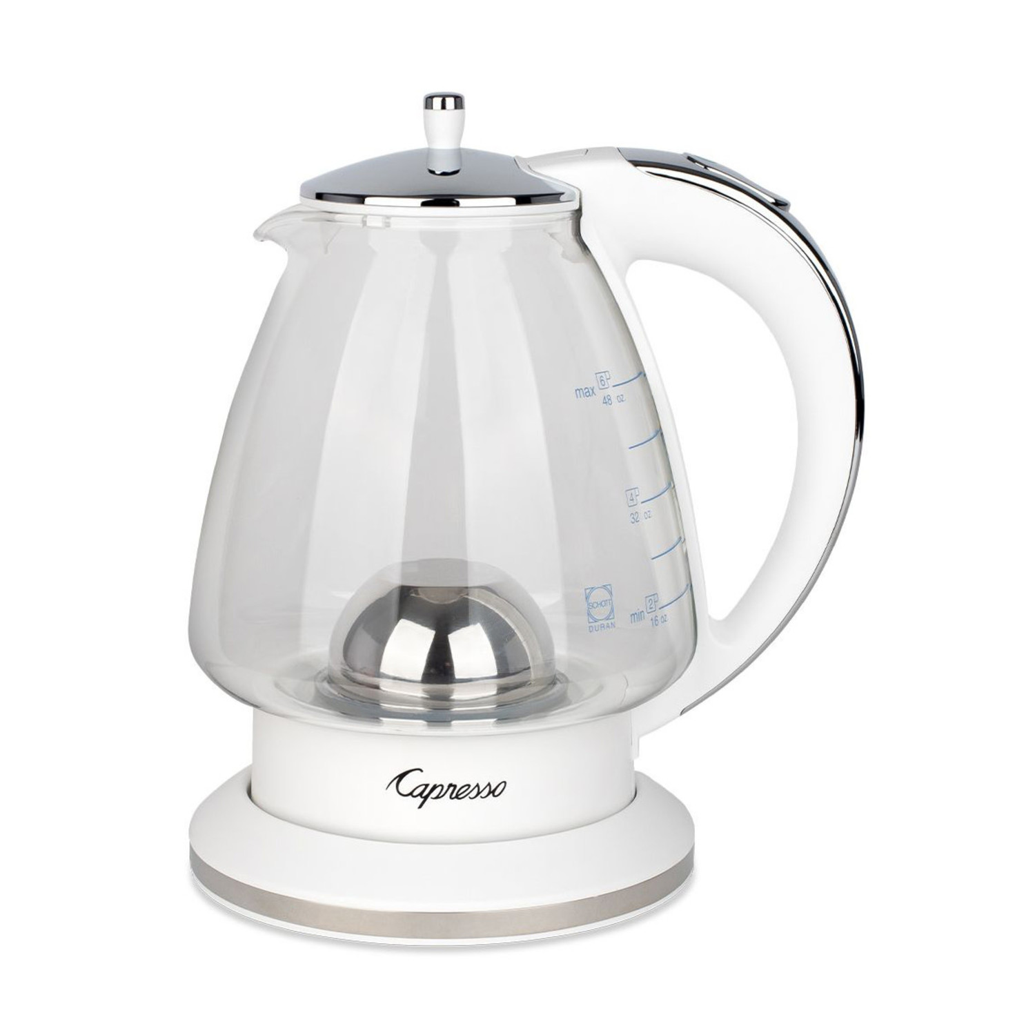 Café Brew Collection Stovetop Schott Glass Whistling Kettle, Clear