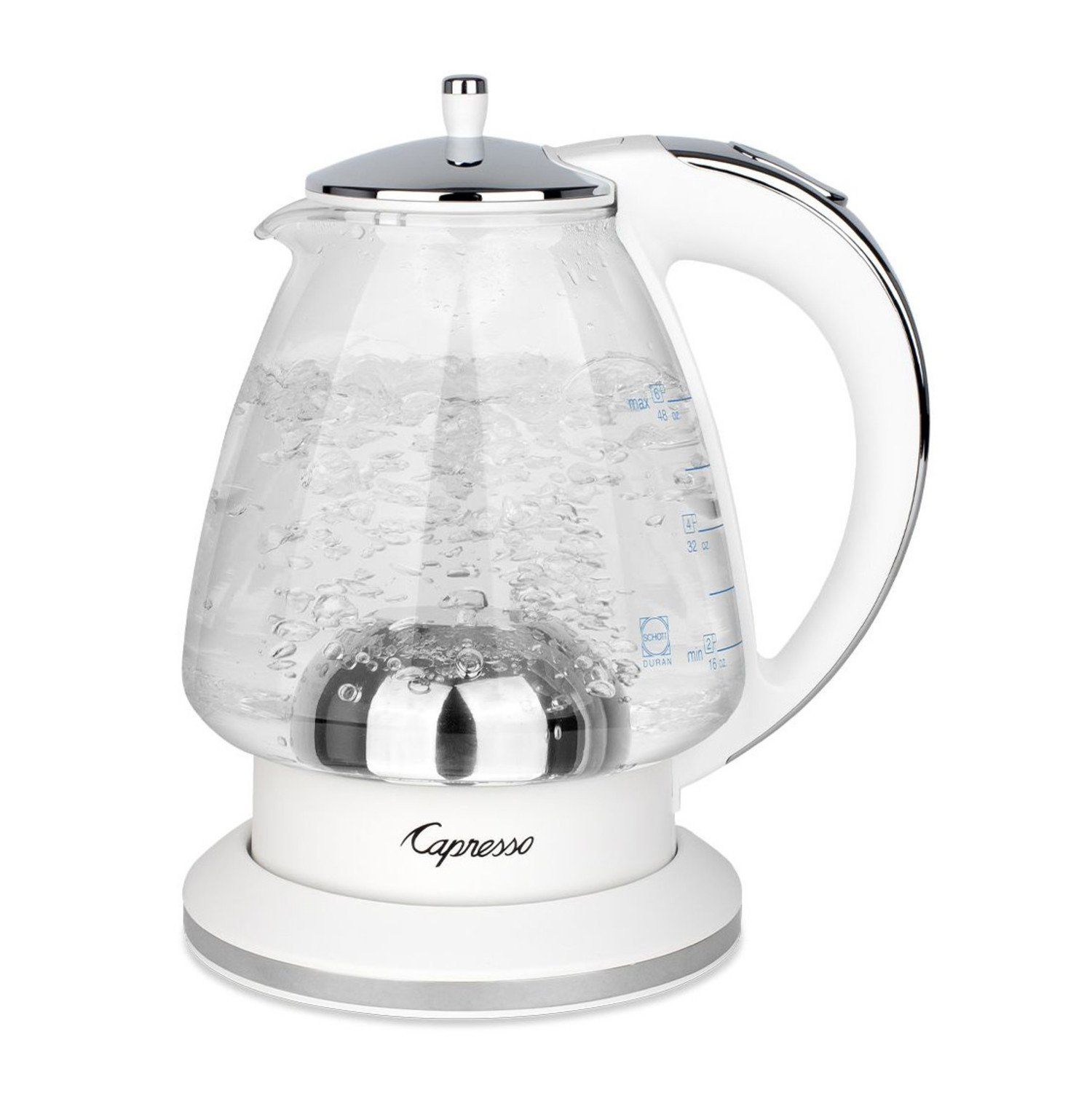 modern electric kettle boiling water using Schott Duran heatproof