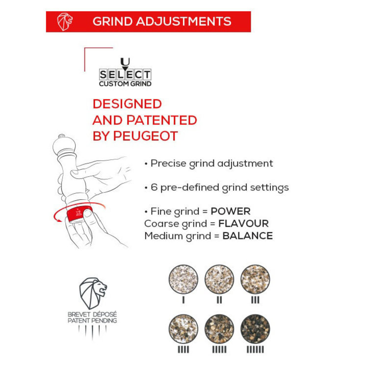 Peugeot U-select 7" Satin Black Lacquer Pepper Mill