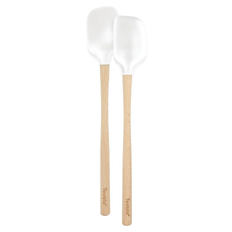 Tovolo White Silicone Mini Spatula & Spoonula Set with Wood Handles
