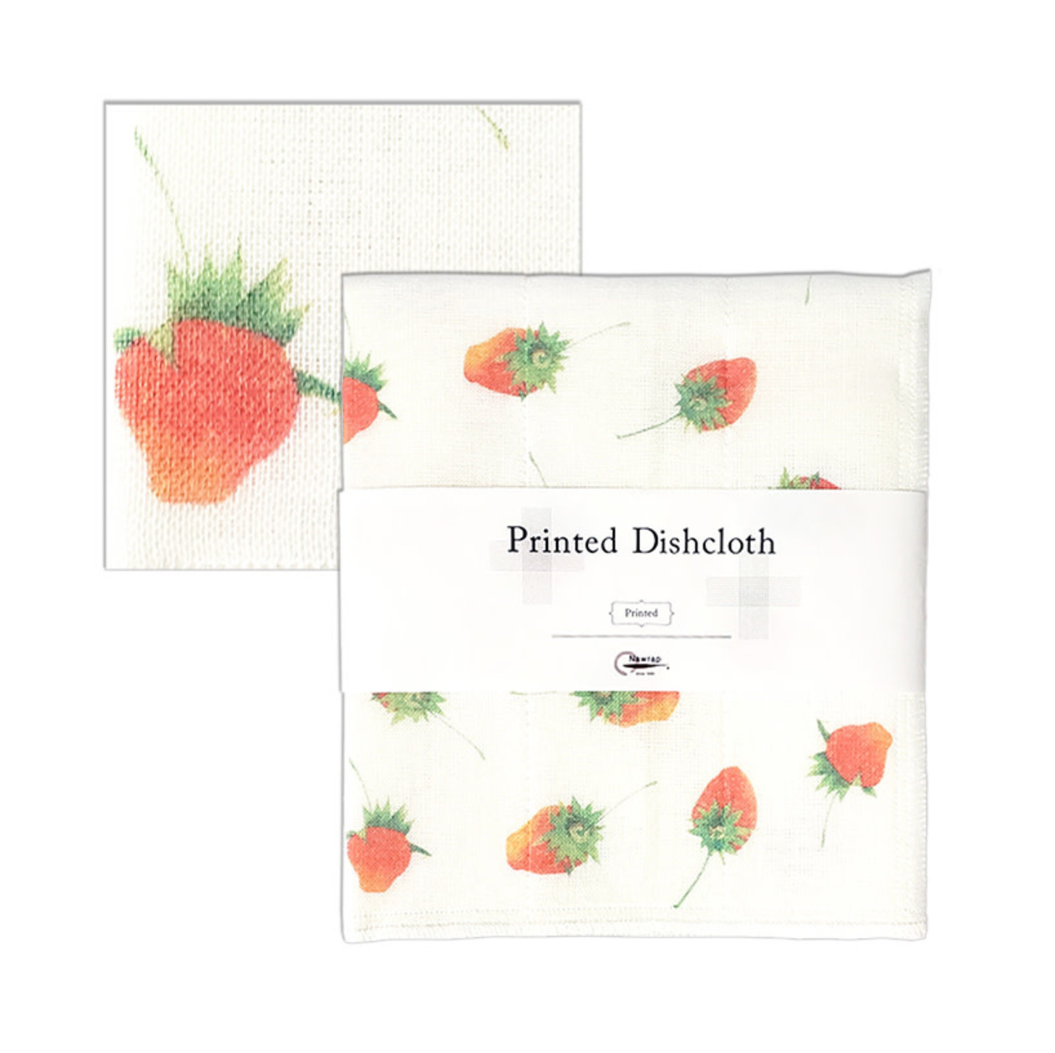 Black hand towel with strawberries. Kitchen dishcloths. Strawberry