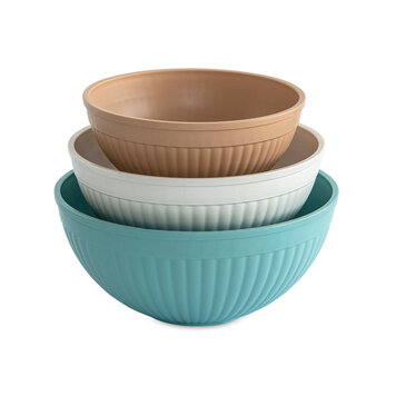 Nordic Ware Taupe, Turquoise, & White Mixing Bowls, set of 3