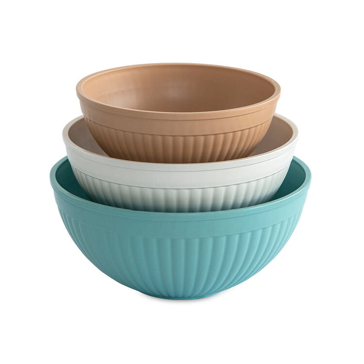 Nordic Ware Taupe, Turquoise, & White Mixing Bowls, set of 3