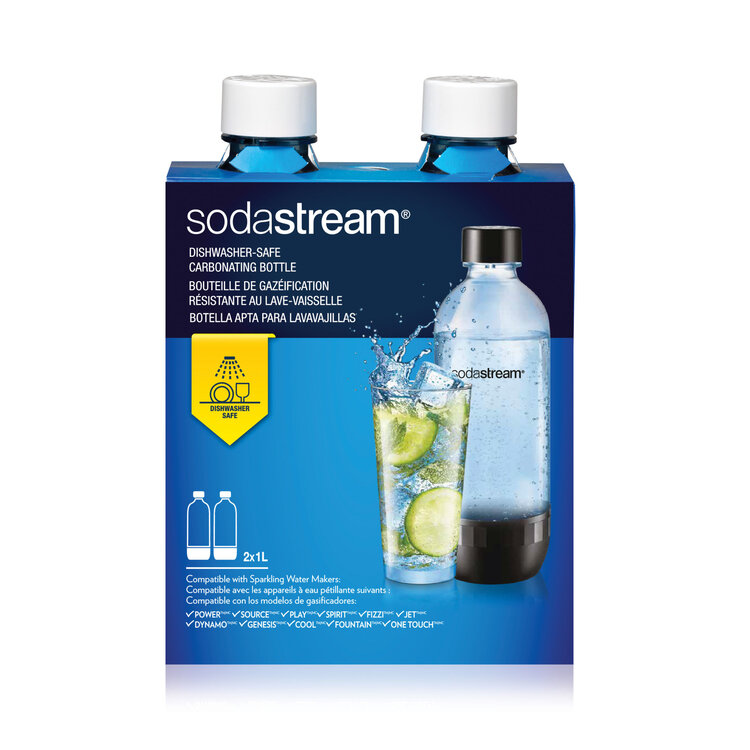 Sodastream 1 liter White Sodastream Bottles, set of 2