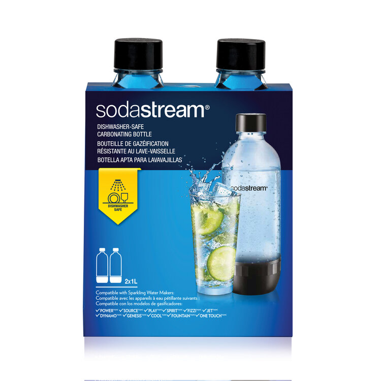 Sodastream 1 liter Black Sodastream Bottles, set of 2