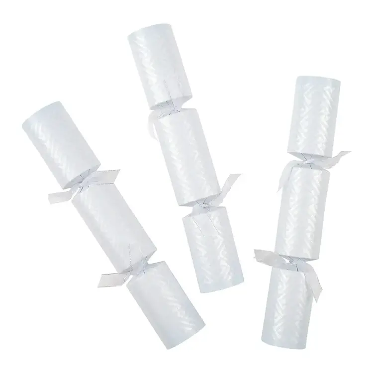 Silver Pearl Christmas Crackers, set of 6