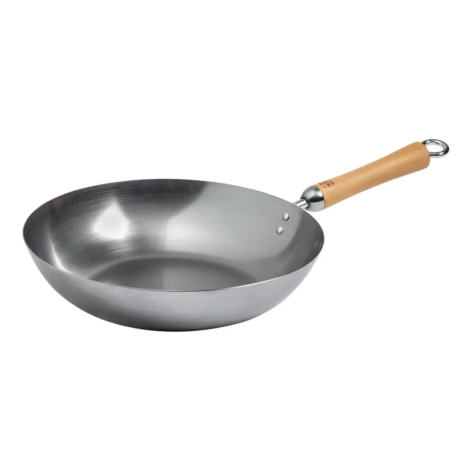 Classic Series 14-Inch Carbon Steel Flat Bottom Wok with Birch Handles