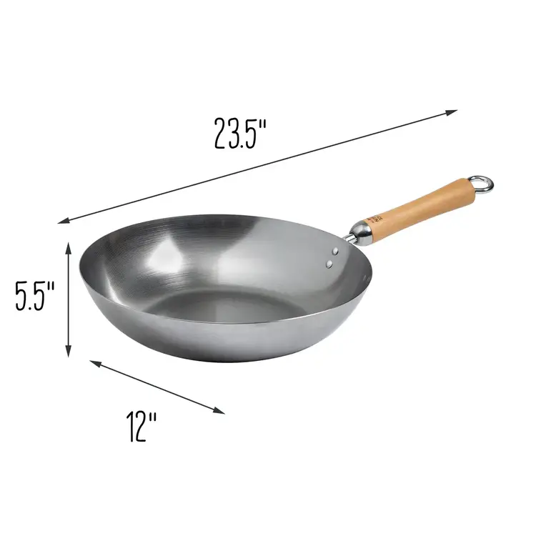 12" Flat Bottom Carbon Steel Wok