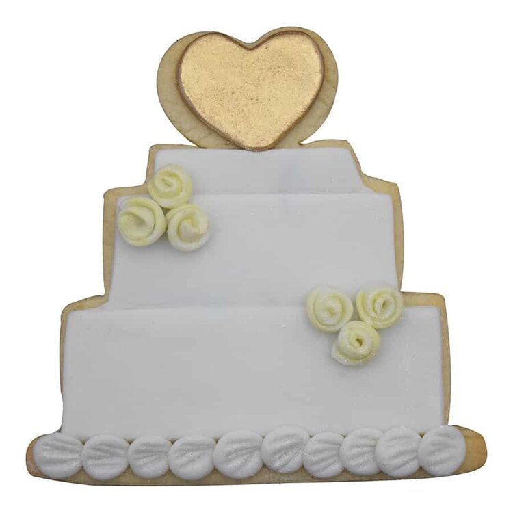 4" Wedding Cake with Heart Cookie Cutter