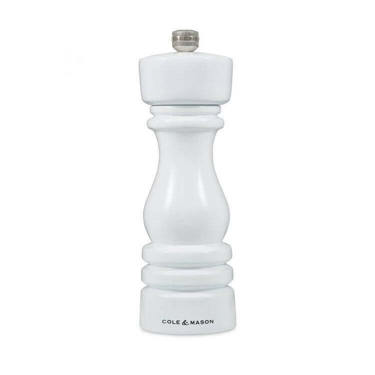 7" White Gloss Pepper Mill