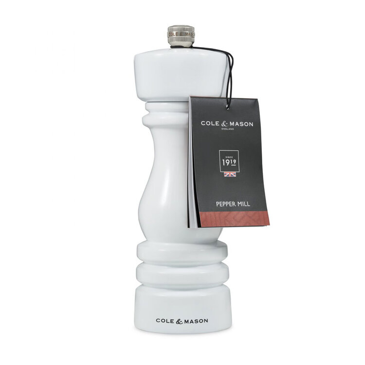 7" White Gloss Pepper Mill