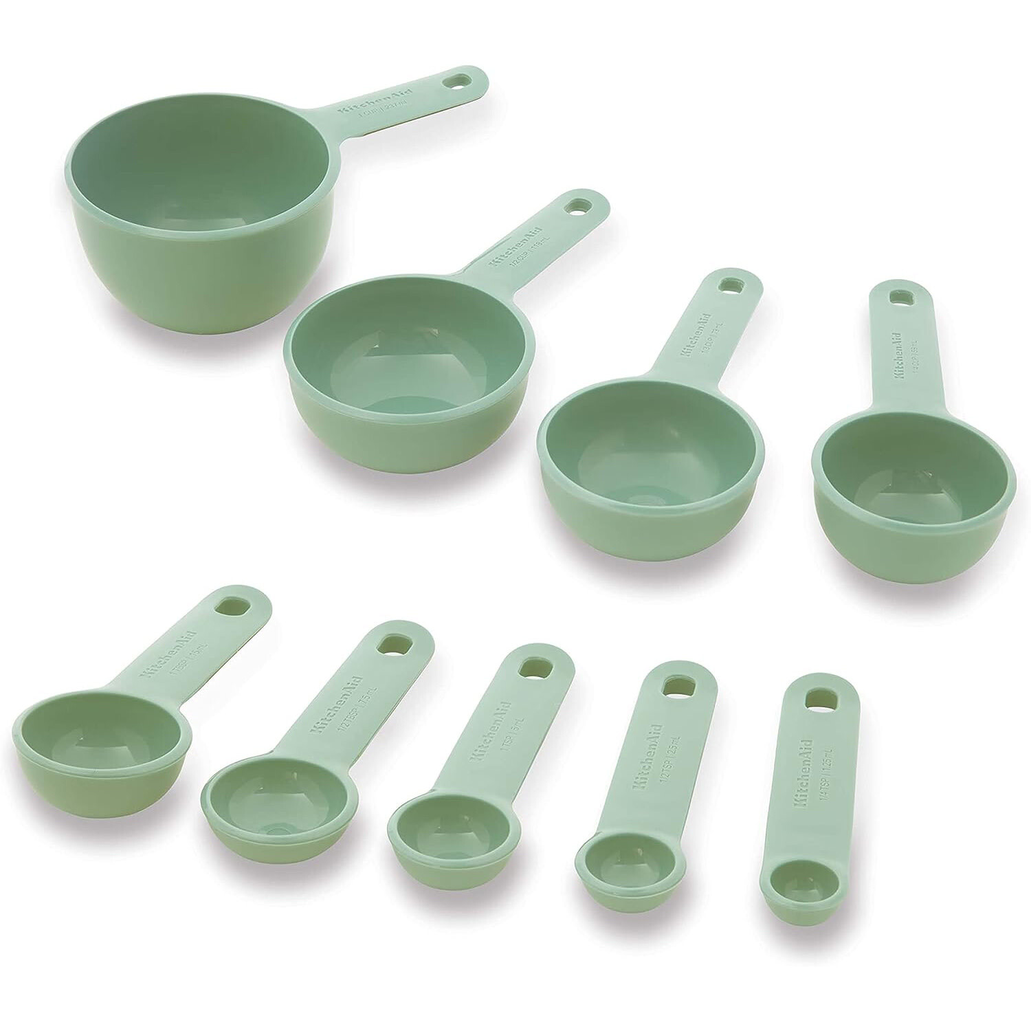  KitchenAid KE475OHPIA Measuring Cups And Spoons Set, Set of 9,  Pistachio/Black: Home & Kitchen