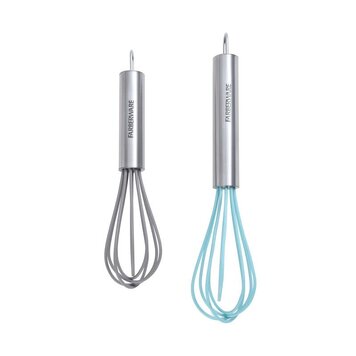 Aqua & Grey Silicone Whisks, set of 2