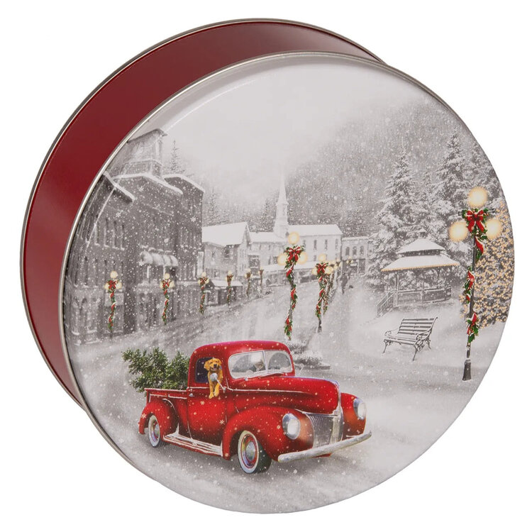 8x3" Snowy Drive Cookie Tin, 3lb capacity