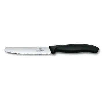 4.5" Rounded Black Serrated Paring Knife