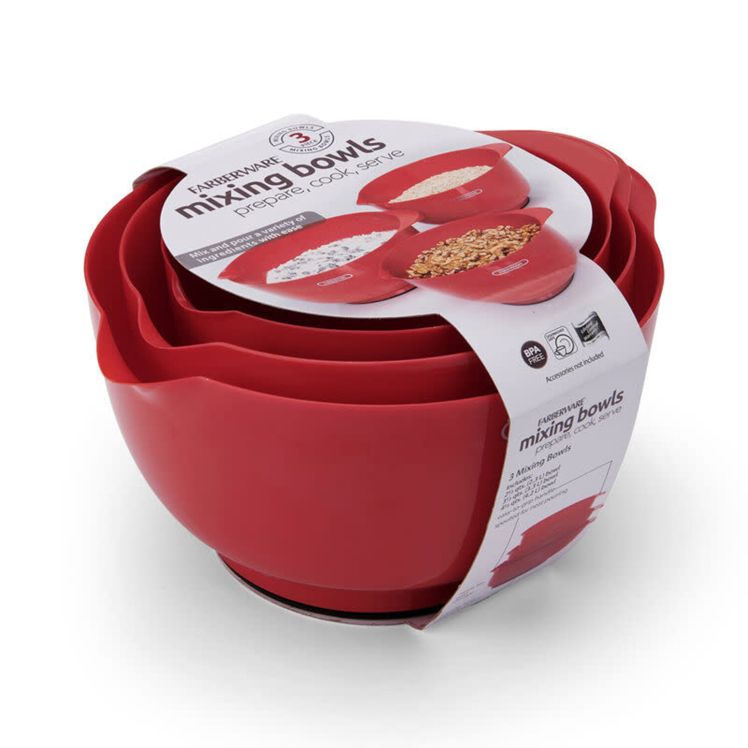 mixing bowls s/3, red Whisk