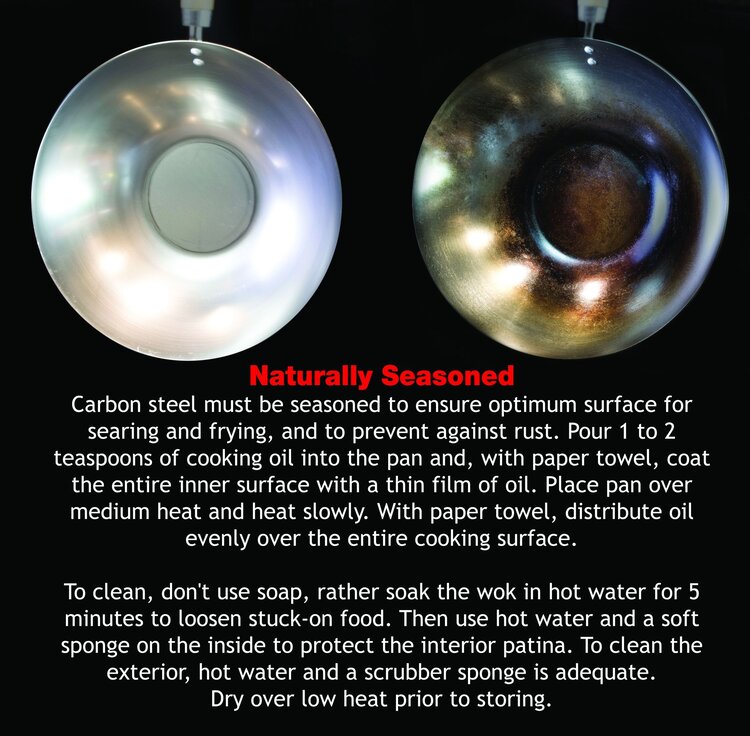 8" Flat Bottom Carbon Steel Wok