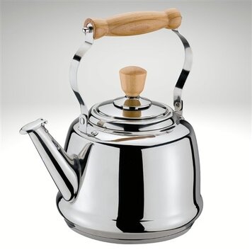 2.6 quart Stainless Tea Kettle with Wood Handle