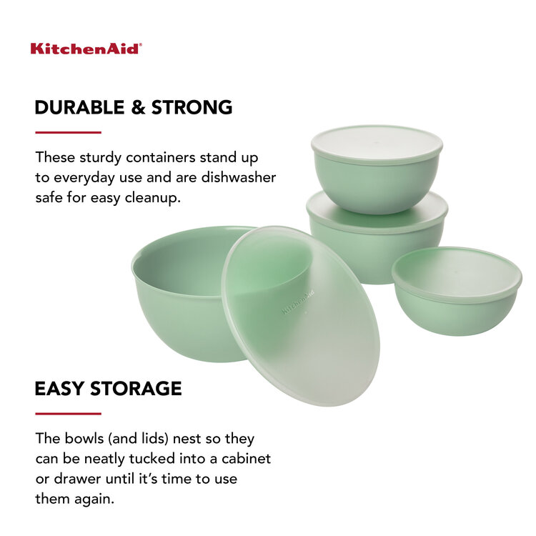 Kitchenaid Pistachio Mixing Bowls with Lids, set of 4