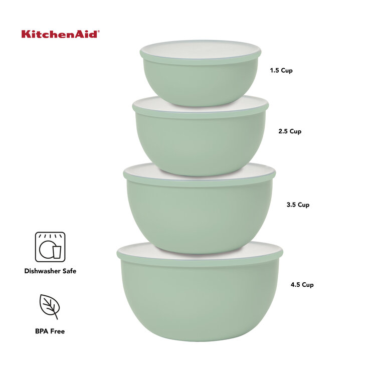 Kitchenaid Pistachio Mixing Bowls with Lids, set of 4