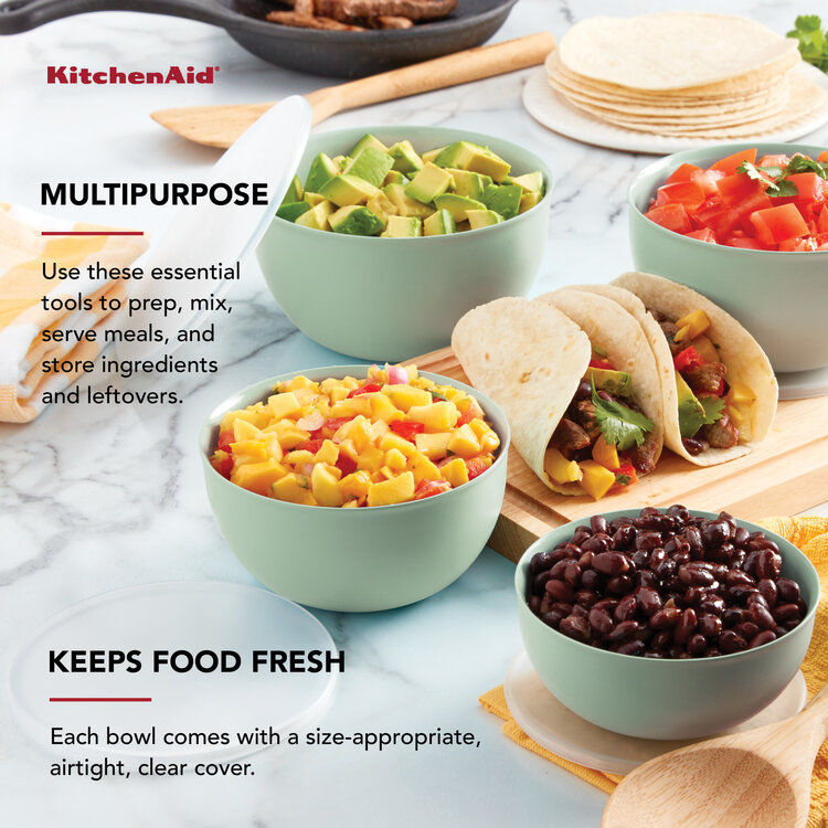 Kitchenaid Pistachio Mixing Bowls with Lids, set of 4