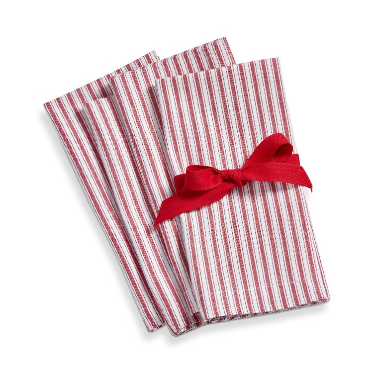Red Ticking Napkins, set of 4