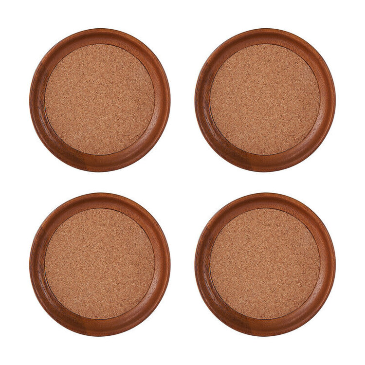 Cork & Acacia Coasters, set of 4