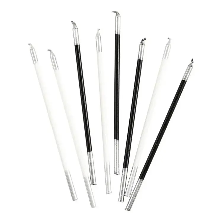 Black & White Birthday Candles, set of 16