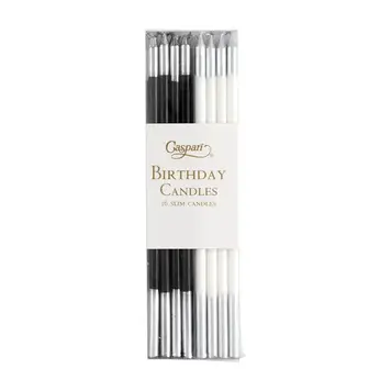 Black & White Birthday Candles, set of 16
