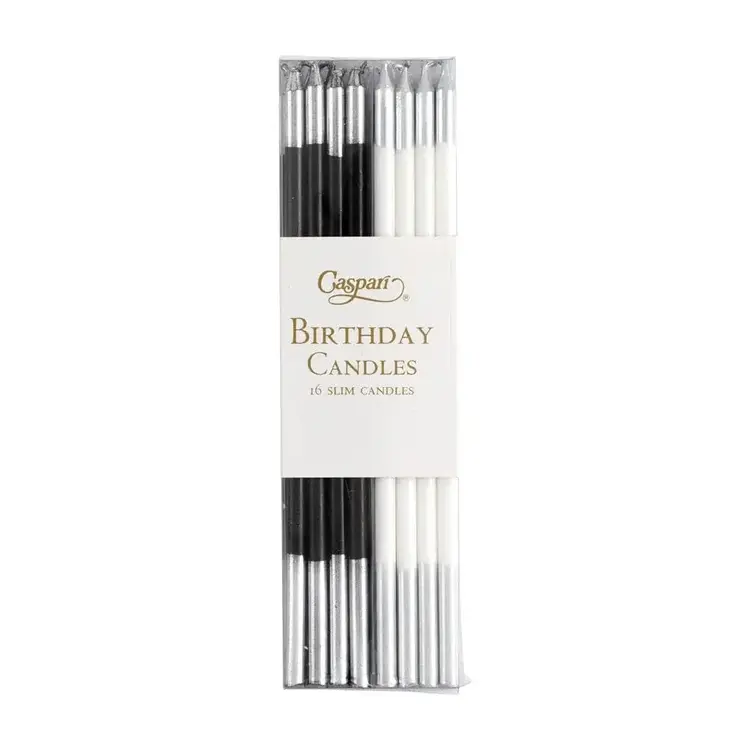 Black & White Birthday Candles, set of 16