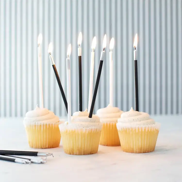 Black & White Birthday Candles, set of 16