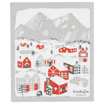 Snowy Village Cellulose Dishcloth