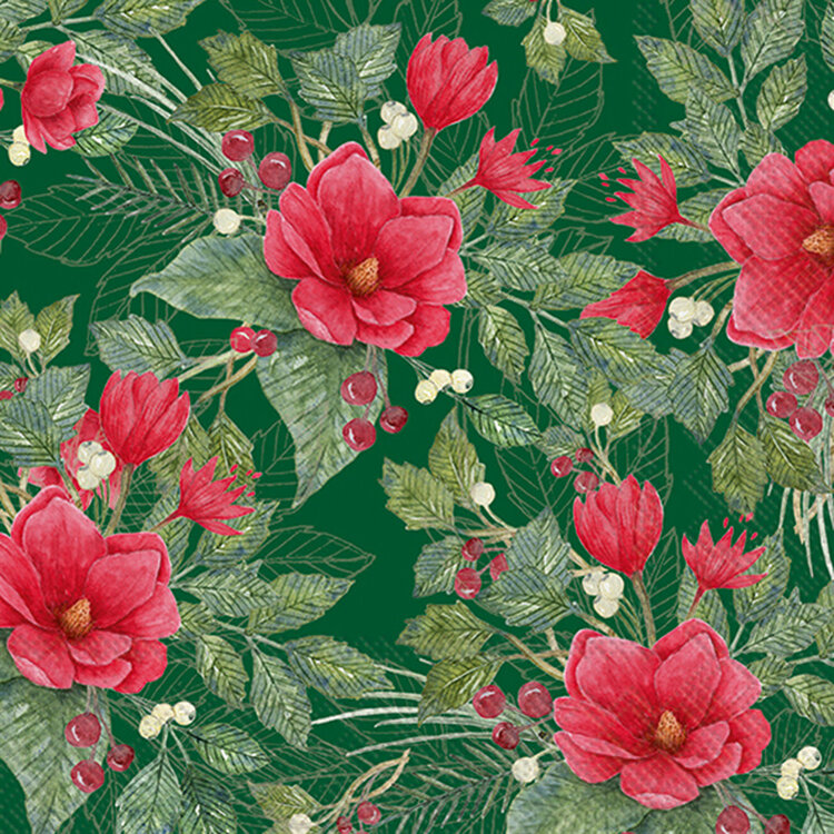Christmas Flowers Lunch Napkins set of 20