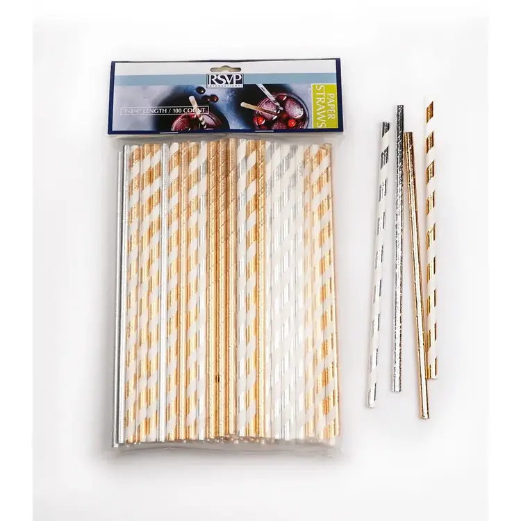 Assorted Metallic Paper Straws, set of 100