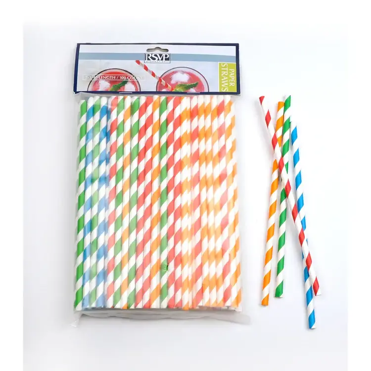 Assorted Stripes Paper Straws, set of 100