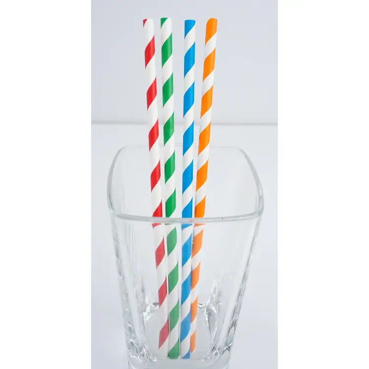 Assorted Stripes Paper Straws, set of 100