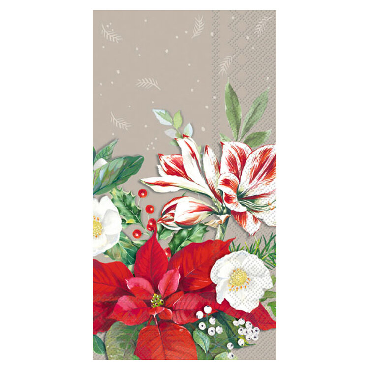 Christmas Florals Dinner Napkins, set of 16