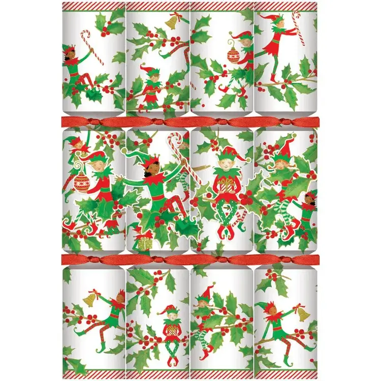 Jingle Elves Christmas Crackers, set of 8