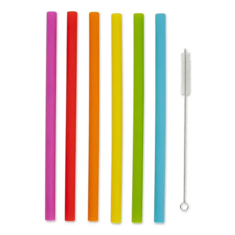 Silicone Smoothie Straws, set of 6