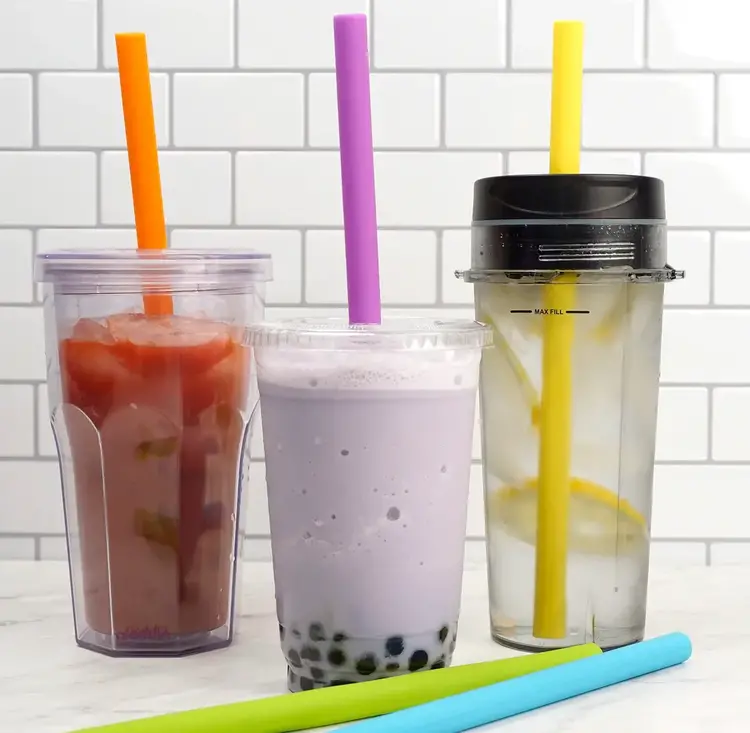 Silicone Smoothie Straws, set of 6