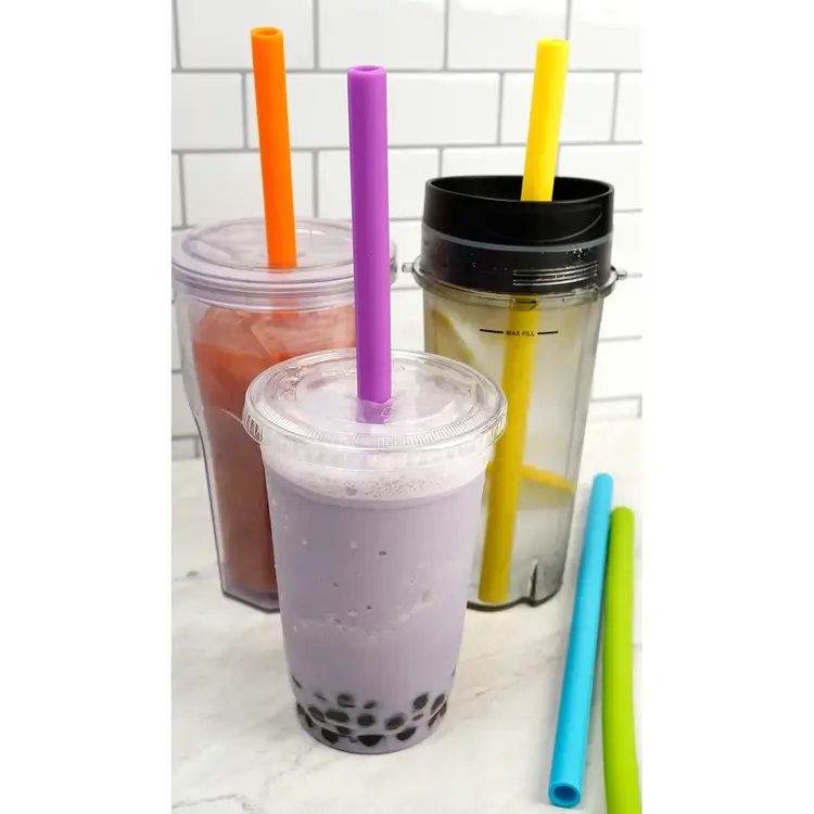 Silicone Smoothie Straws, set of 6