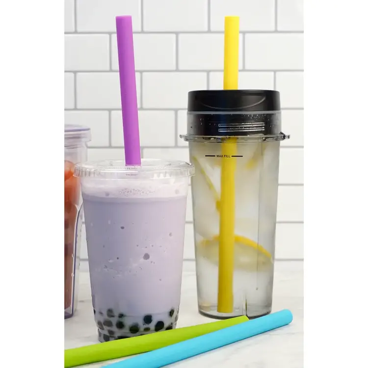 Silicone Smoothie Straws, set of 6