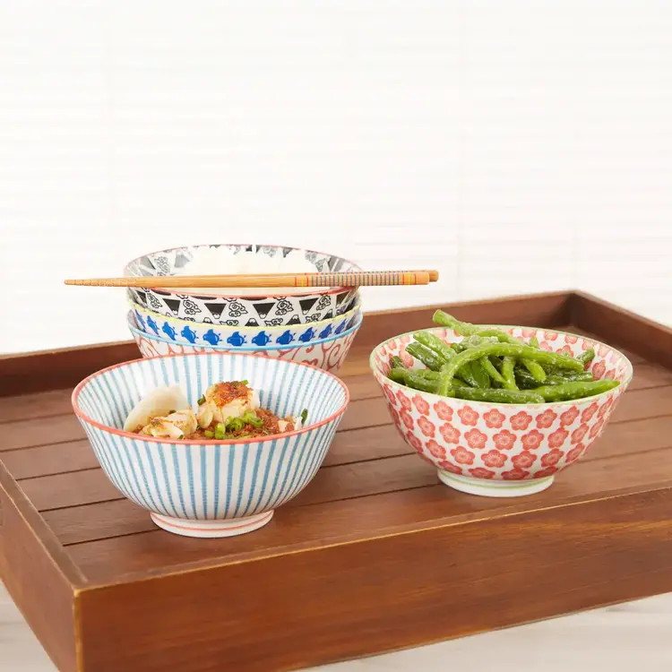 6" Mixed Color Japanese Bowls