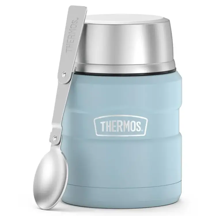 16oz Matte Powder Blue Food Jar & Spoon