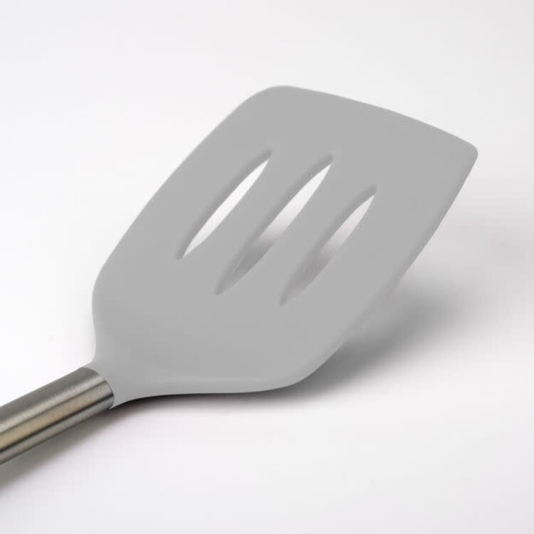 Tovolo Oyster Grey Silicone Slotted Turner Spatula