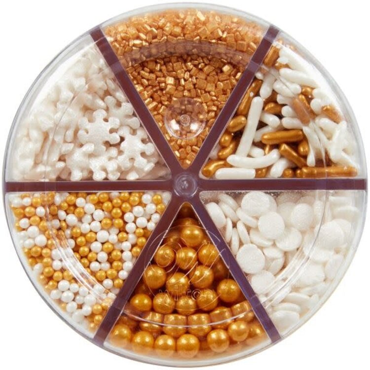 Wilton Gold & White Sprinkles, 6 variety pack