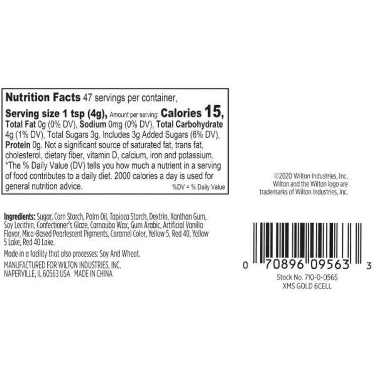 Wilton Gold & White Sprinkles, 6 variety pack