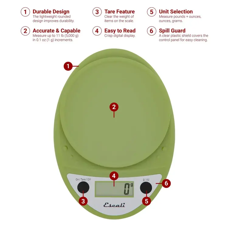 Escali Primo Tarragon Green Digital Scale