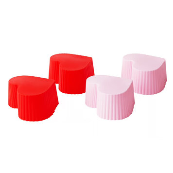 Heart Shaped Silicone Baking Cups, set of 12